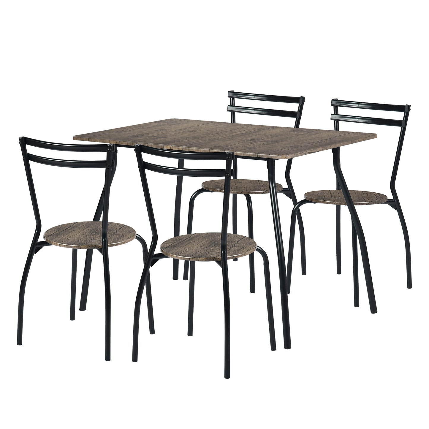 REEDER Modulares Tisch- und 4 Stühle Set - Eiche/Schwarz