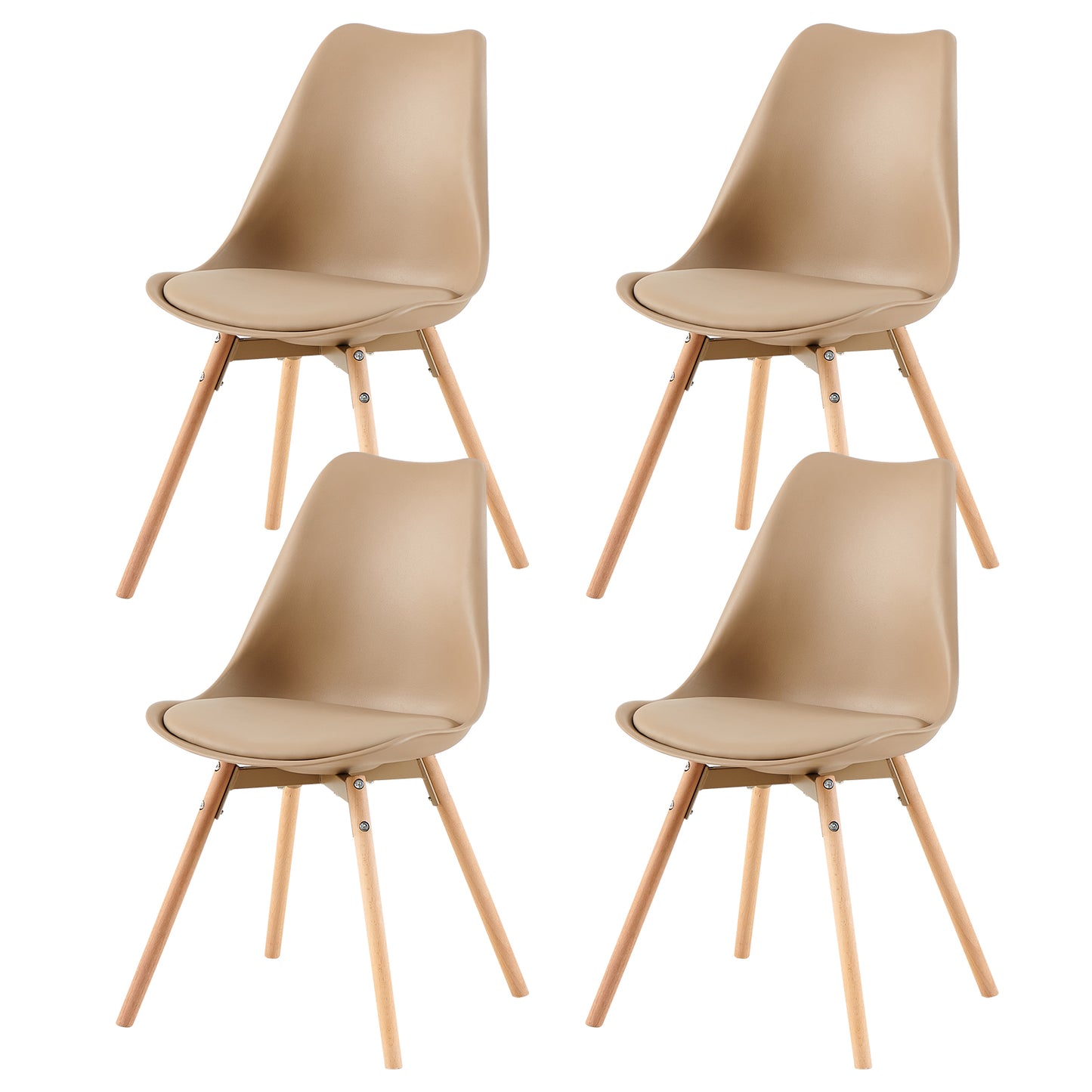 OATS 4er-Set Esszimmerstühle, gepolstert, Khaki/Helles Khaki