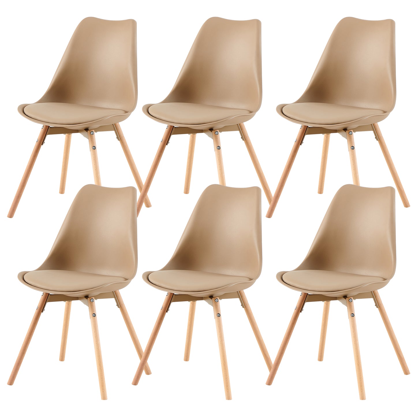OATS 4er-Set Esszimmerstühle, gepolstert, Khaki/Helles Khaki