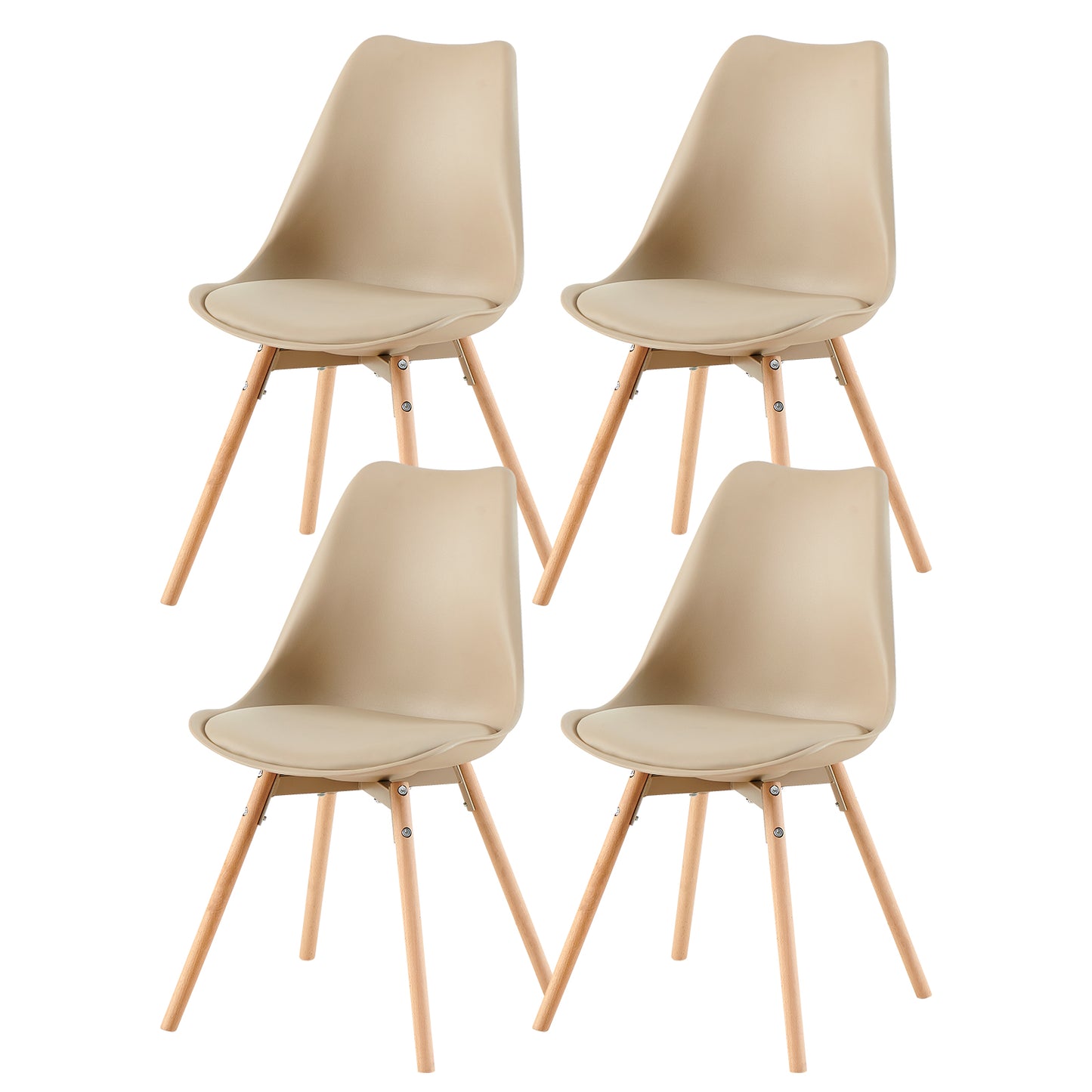 OATS 4er-Set Esszimmerstühle, gepolstert, Khaki/Helles Khaki