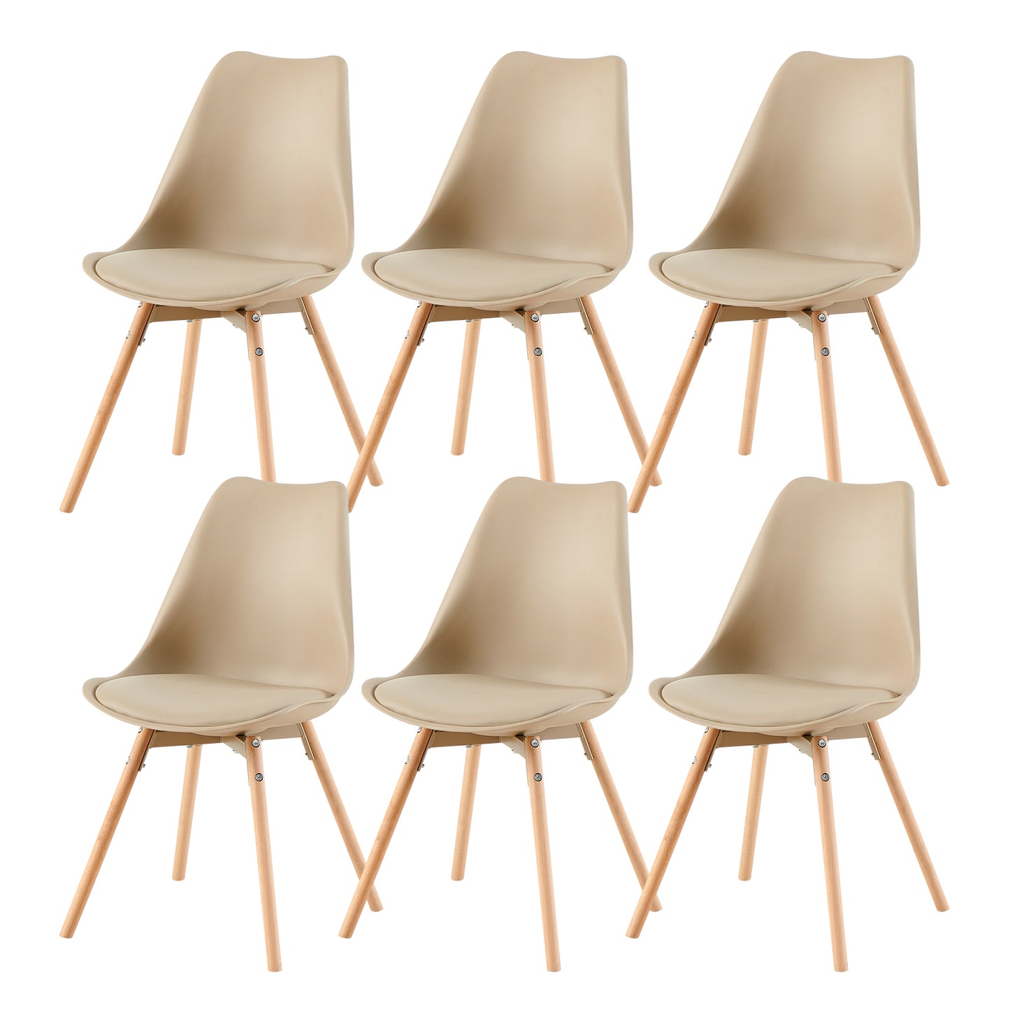 OATS 4er-Set Esszimmerstühle, gepolstert, Khaki/Helles Khaki