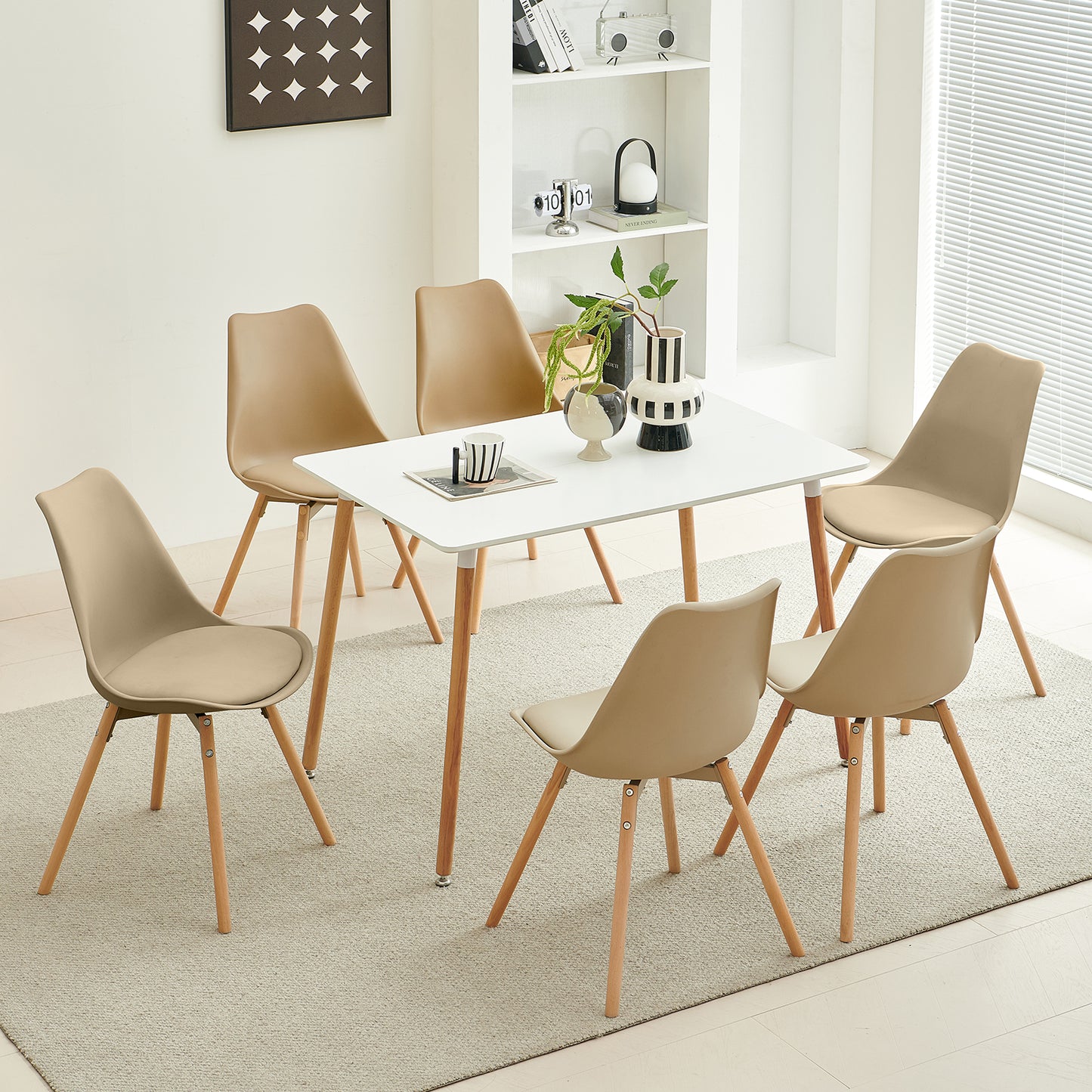 OATS 4er-Set Esszimmerstühle, gepolstert, Khaki/Helles Khaki