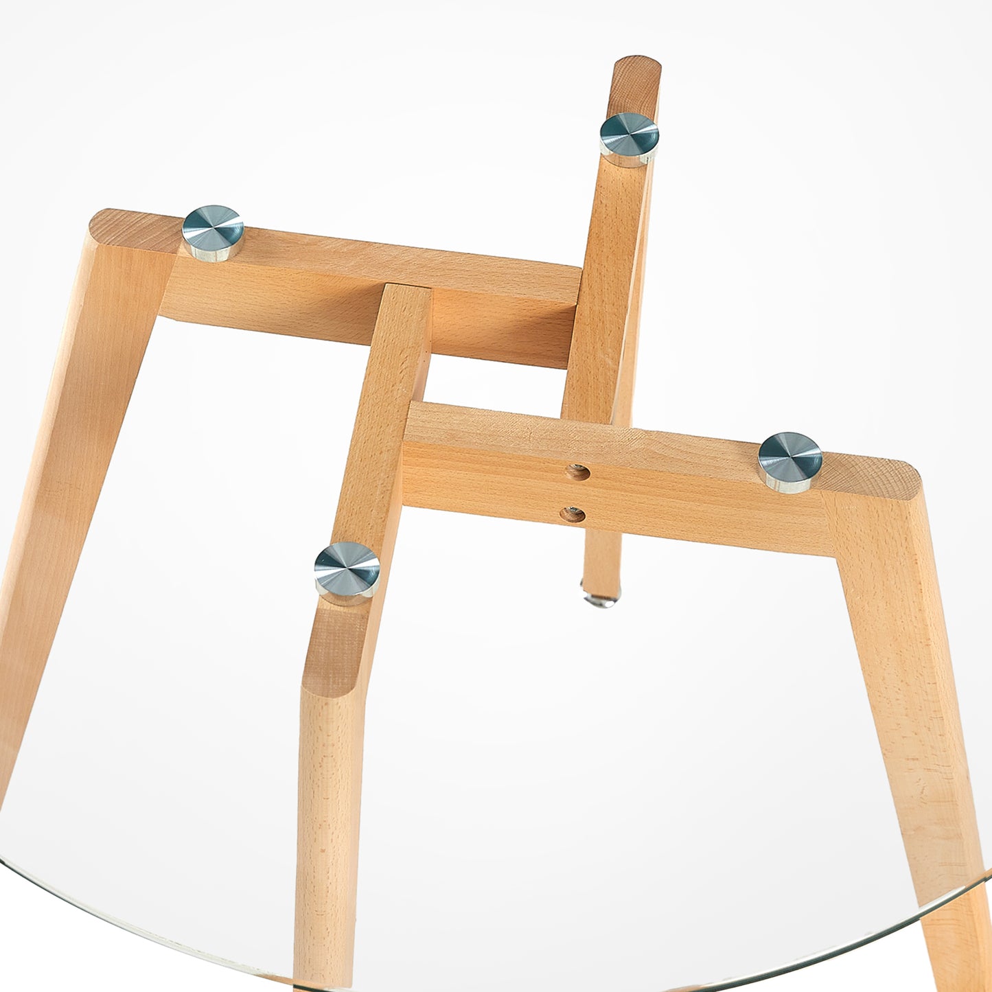 Runde Esstische aus Glas, 80 cm, mit Beinen aus Buche – COVE