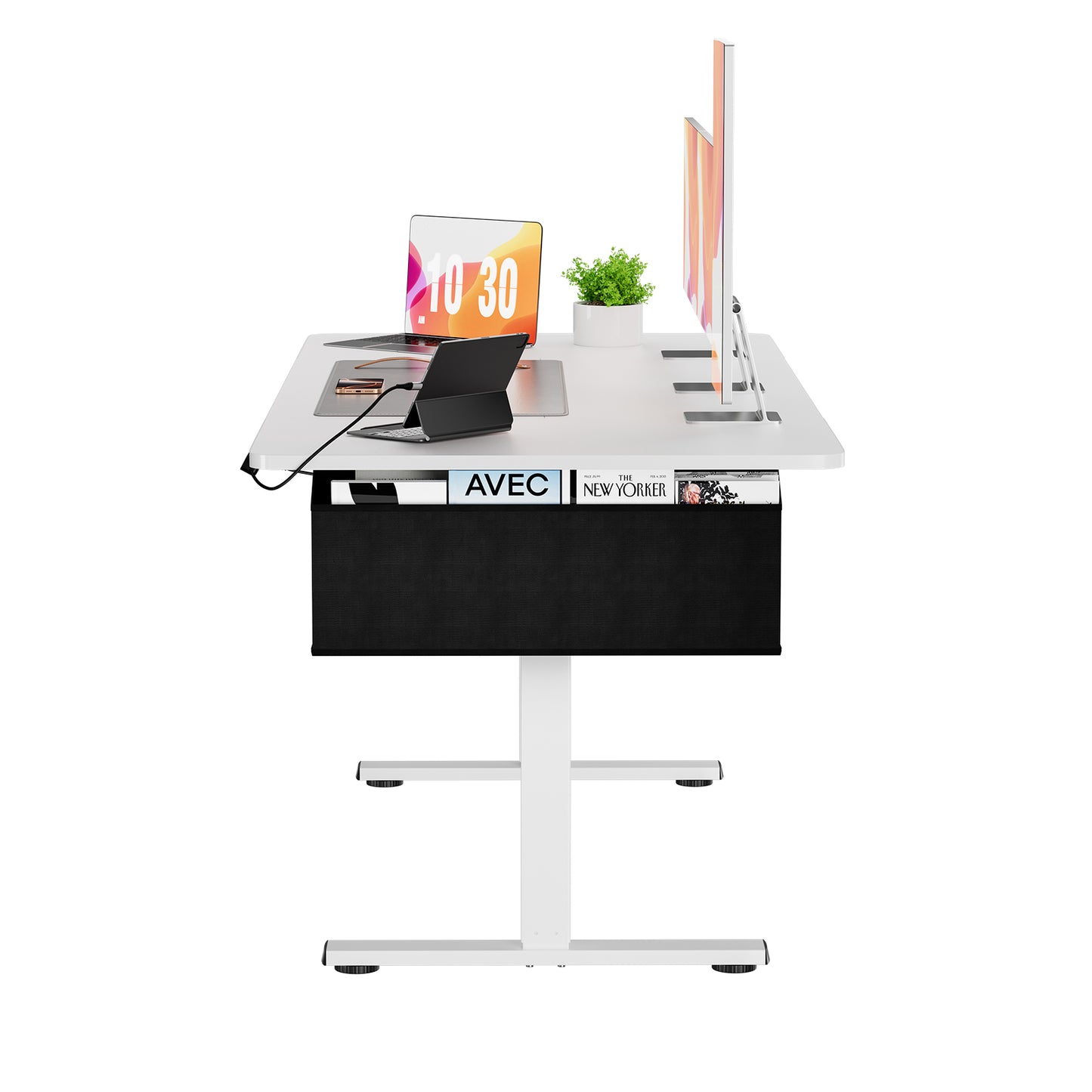 Elektrisch höhenverstellbarer Schreibtisch 160 x 75 cm, weiß-DUMONT