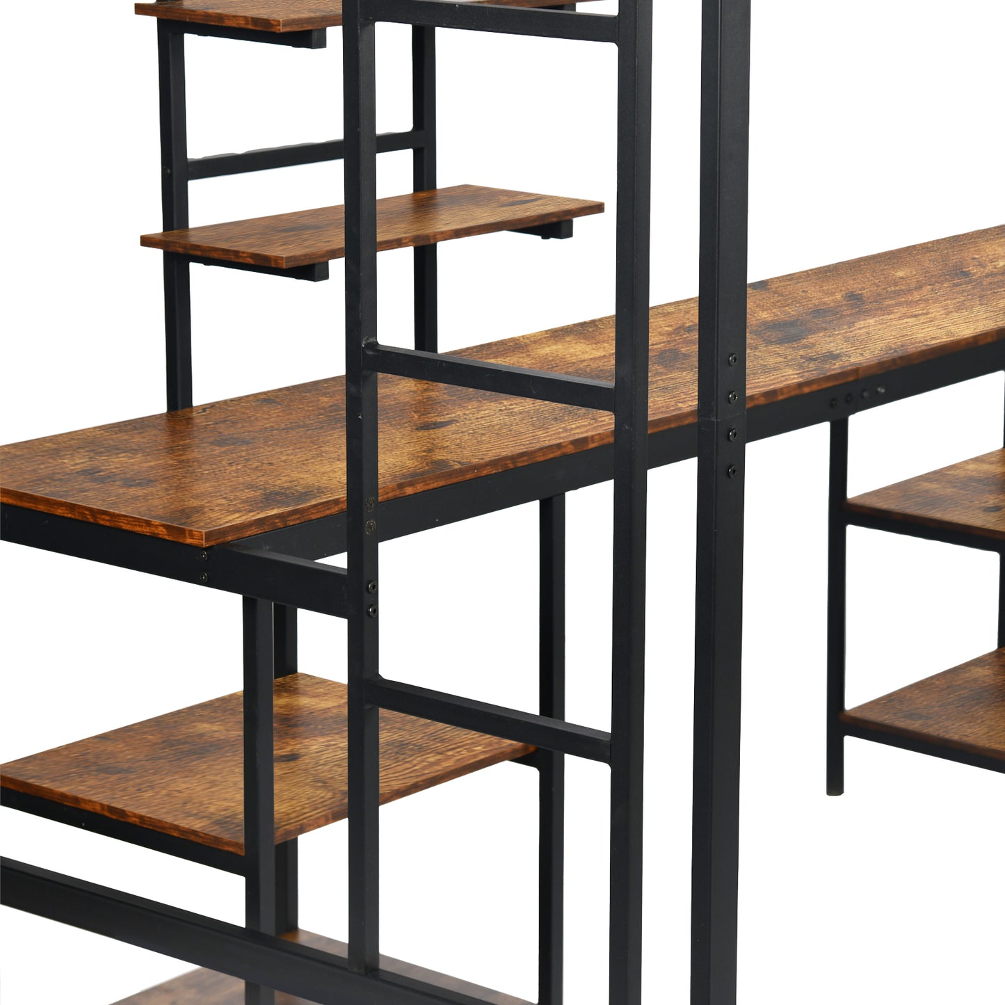 Etagenbett mit Schreibtisch und Bücherregal – Schwarz – ESOFEA