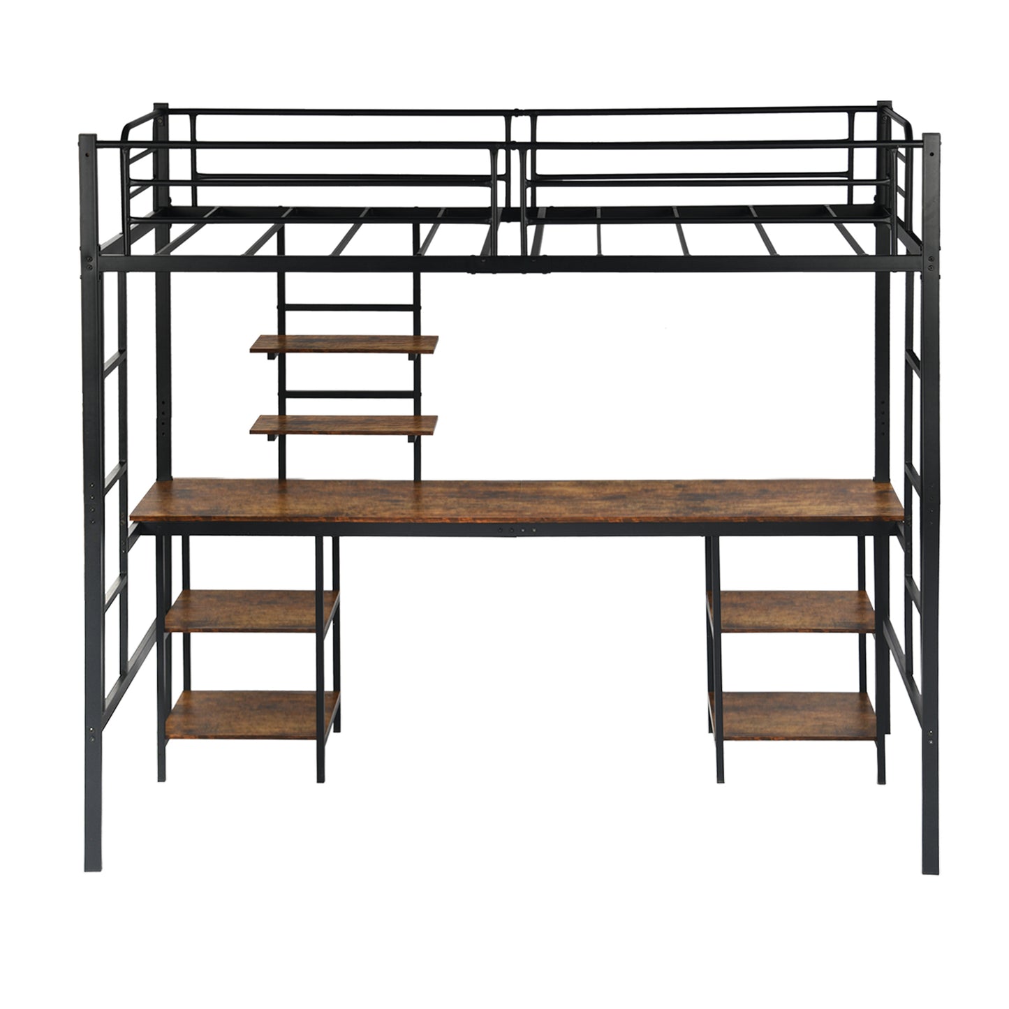 Etagenbett mit Schreibtisch und Bücherregal – Schwarz – ESOFEA
