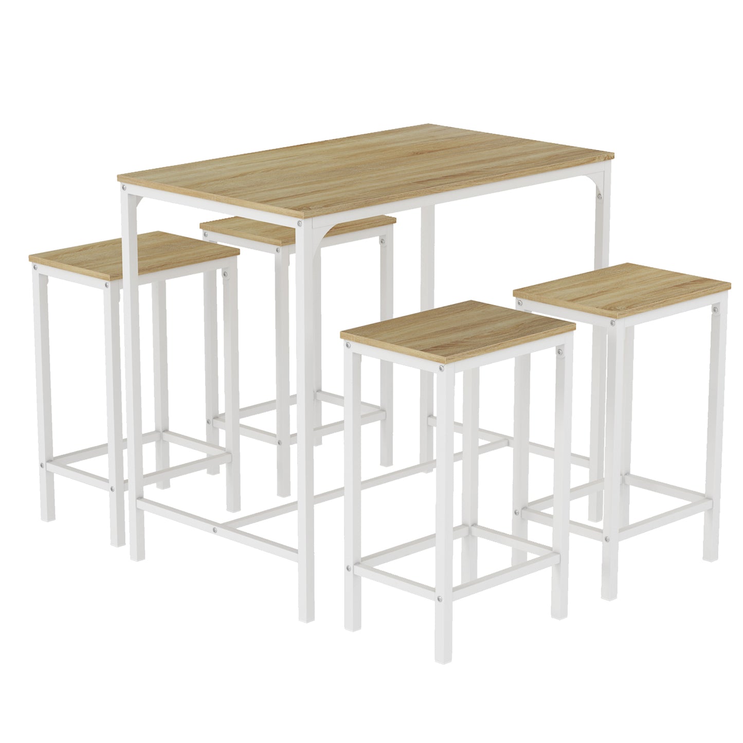 FAIRMAN 4-Person Retro Bar Set - White OAK Grain