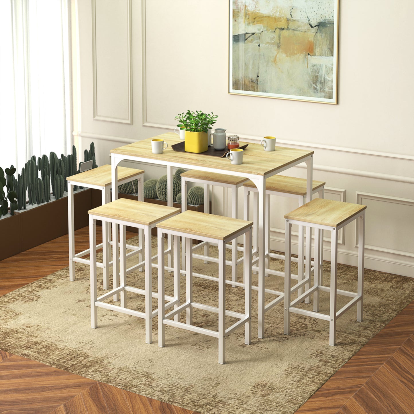 FAIRMAN 4-Person Retro Bar Set - White OAK Grain