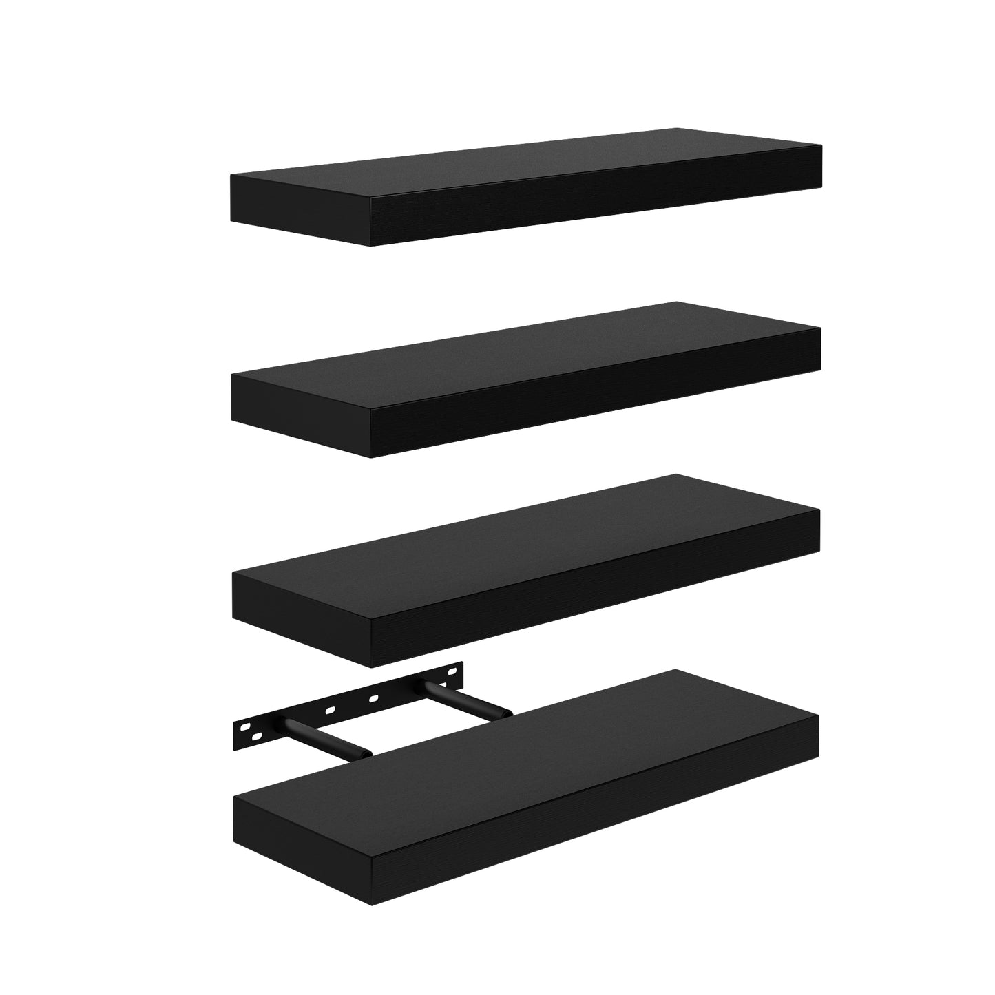 Schwebende Regale zur Wandmontage, 4er-Set, Wandregale für Schlafzimmer, Wohnzimmer, Küche – Schwarz/Weiß/Feuerfarbe