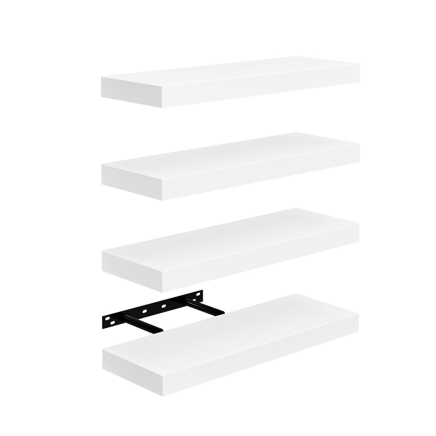 Schwebende Regale zur Wandmontage, 4er-Set, Wandregale für Schlafzimmer, Wohnzimmer, Küche – Schwarz/Weiß/Feuerfarbe