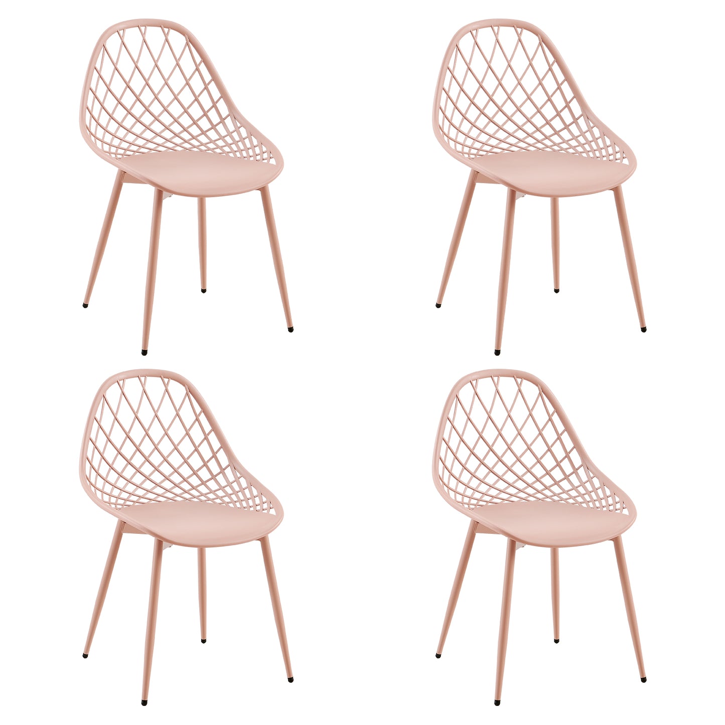 Morandi Color Metal Side Chair (4er-Set) - Bohnenpaste/Eiscremegrün/Khaki-MILAN