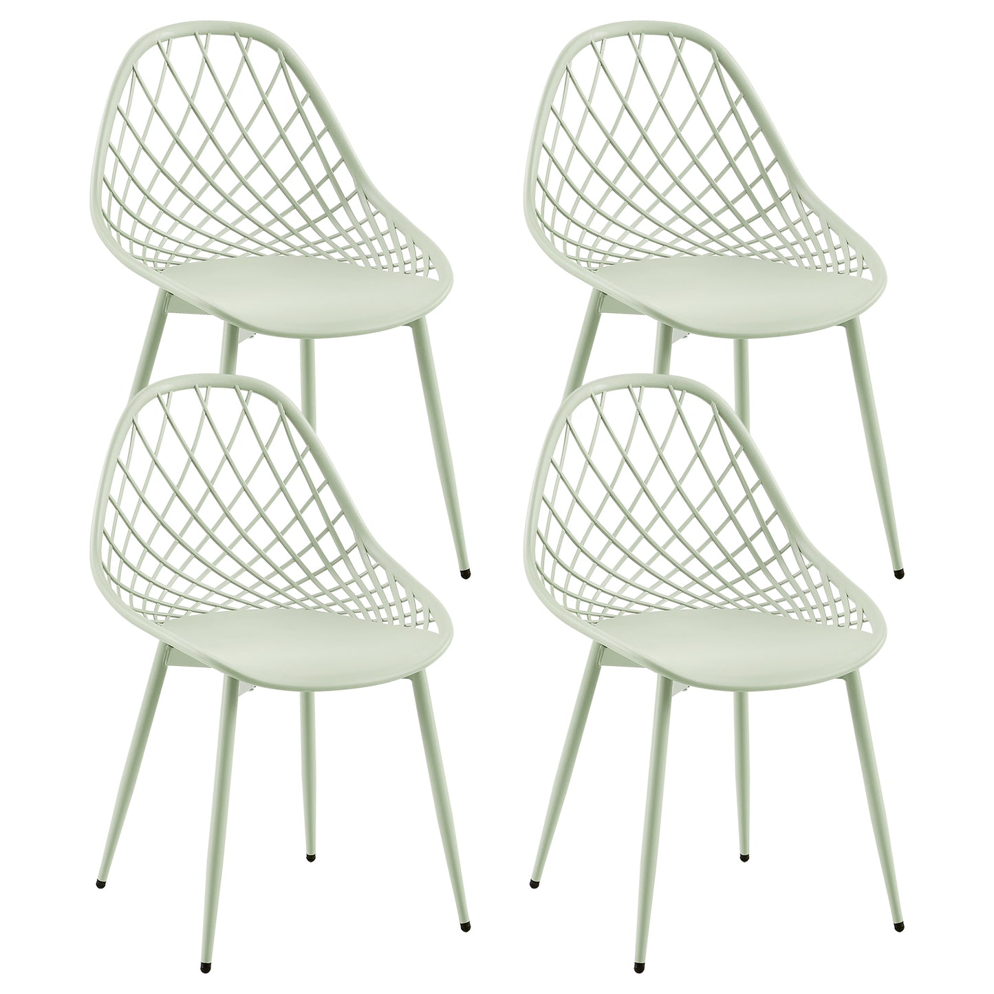 Morandi Color Metal Side Chair (4er-Set) - Bohnenpaste/Eiscremegrün/Khaki-MILAN