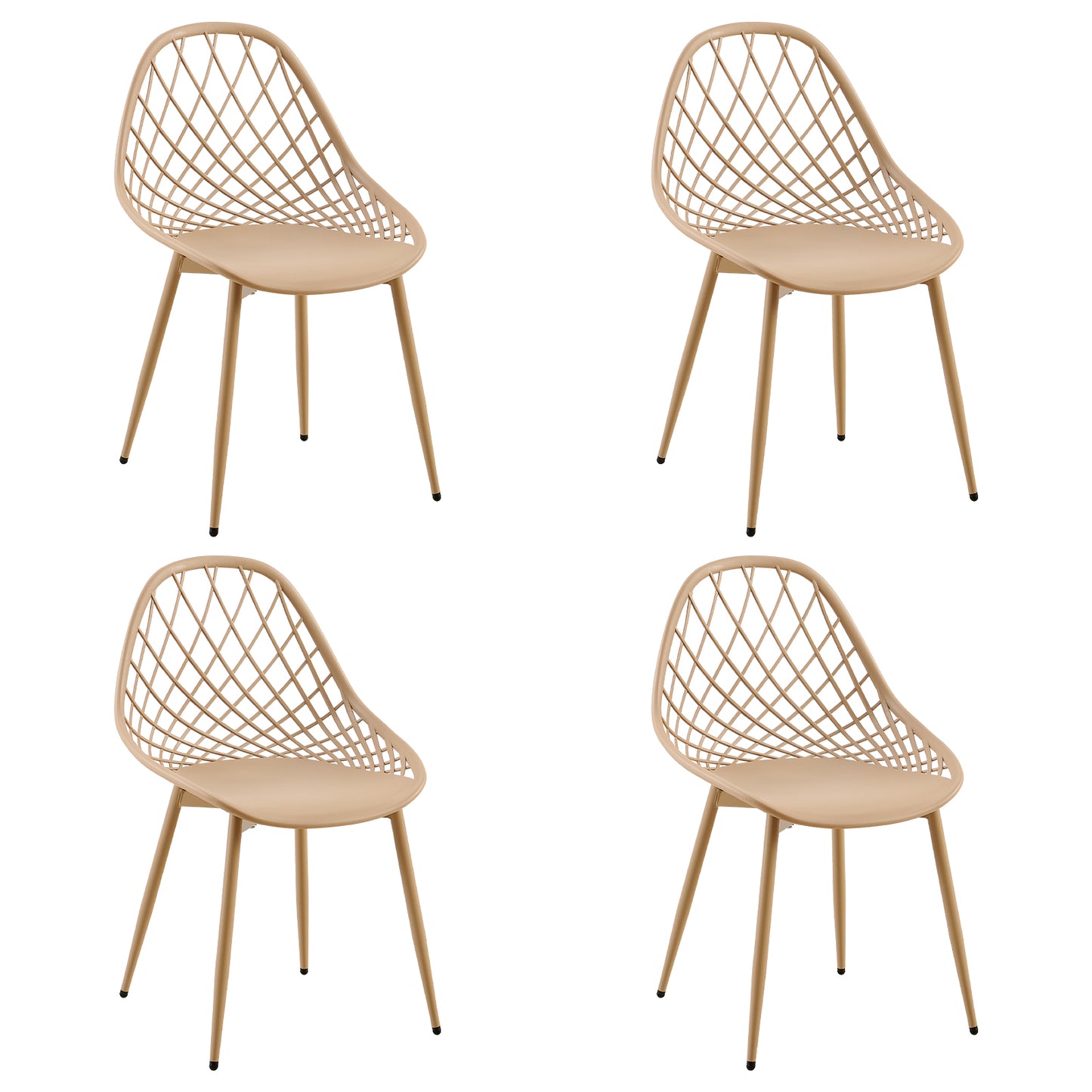 Morandi Color Metal Side Chair (4er-Set) - Bohnenpaste/Eiscremegrün/Khaki-MILAN