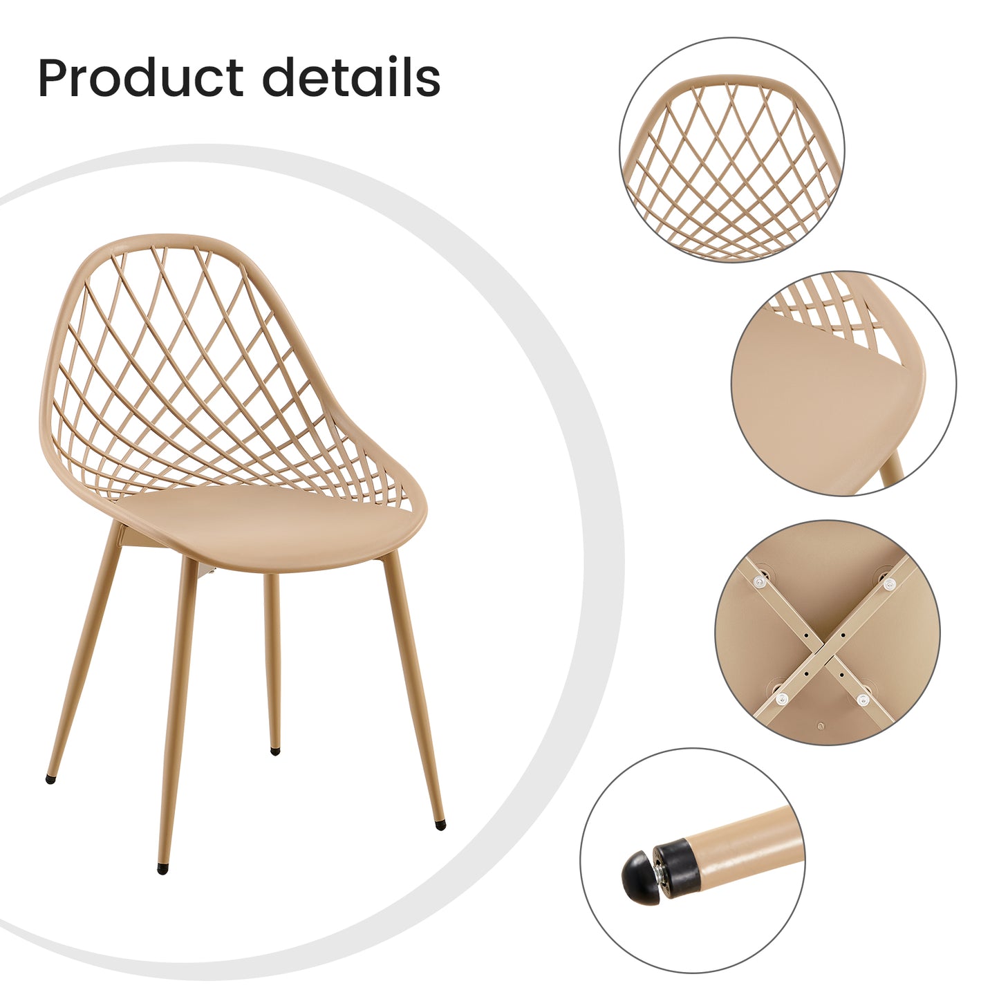 Morandi Color Metal Side Chair (4er-Set) - Bohnenpaste/Eiscremegrün/Khaki-MILAN