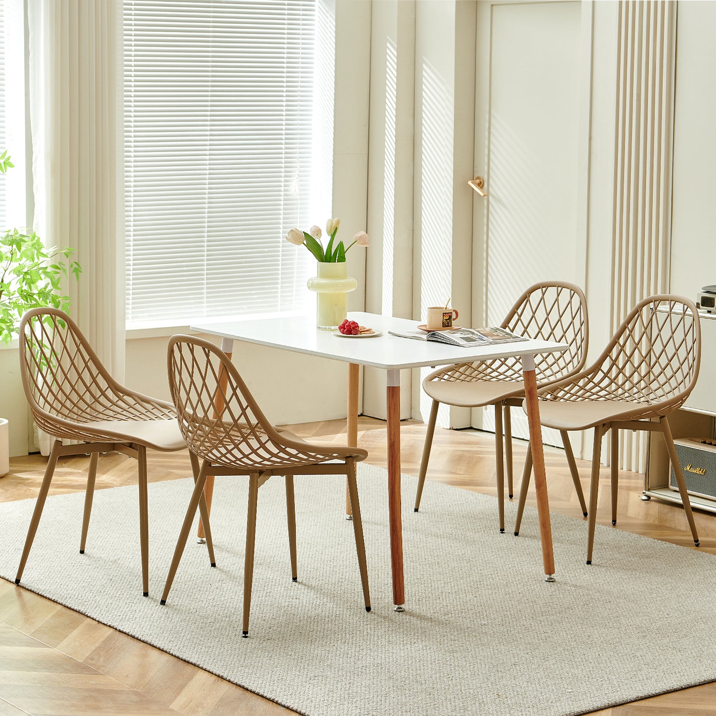 Morandi Color Metal Side Chair (4er-Set) - Bohnenpaste/Eiscremegrün/Khaki-MILAN
