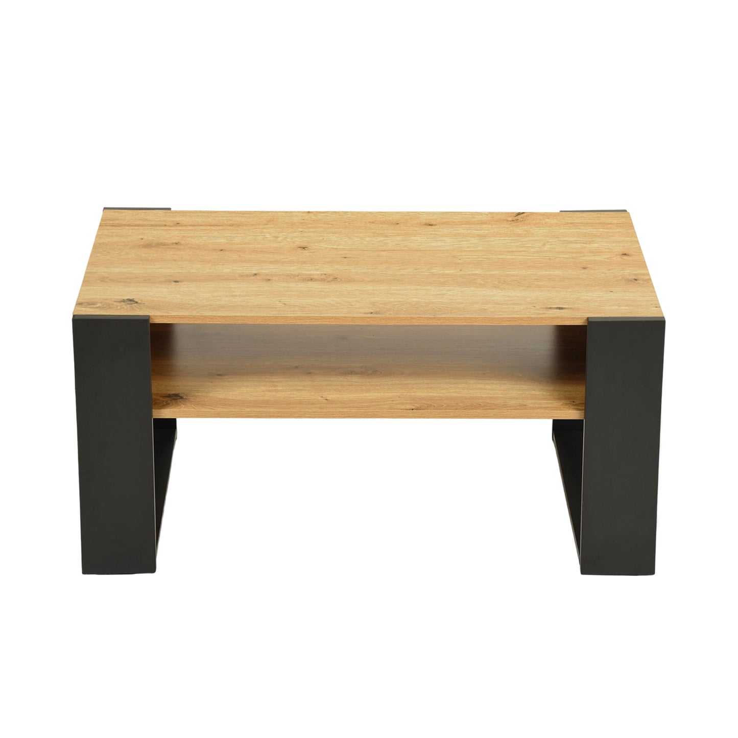 Couchtisch mit Regalen, Goldene Eiche - OWENS