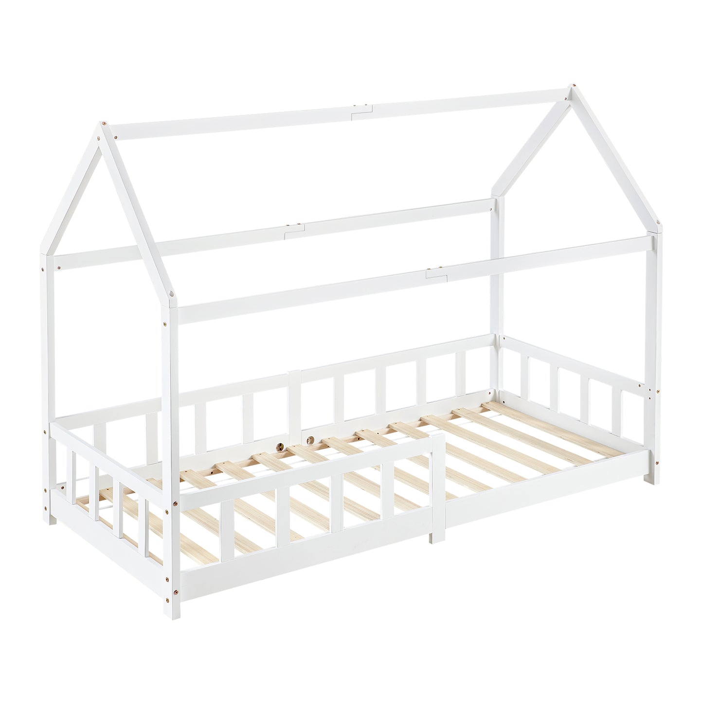 Kinderbett Hausbett Kinder-Einzelbett Holz/Weiß – PINEY