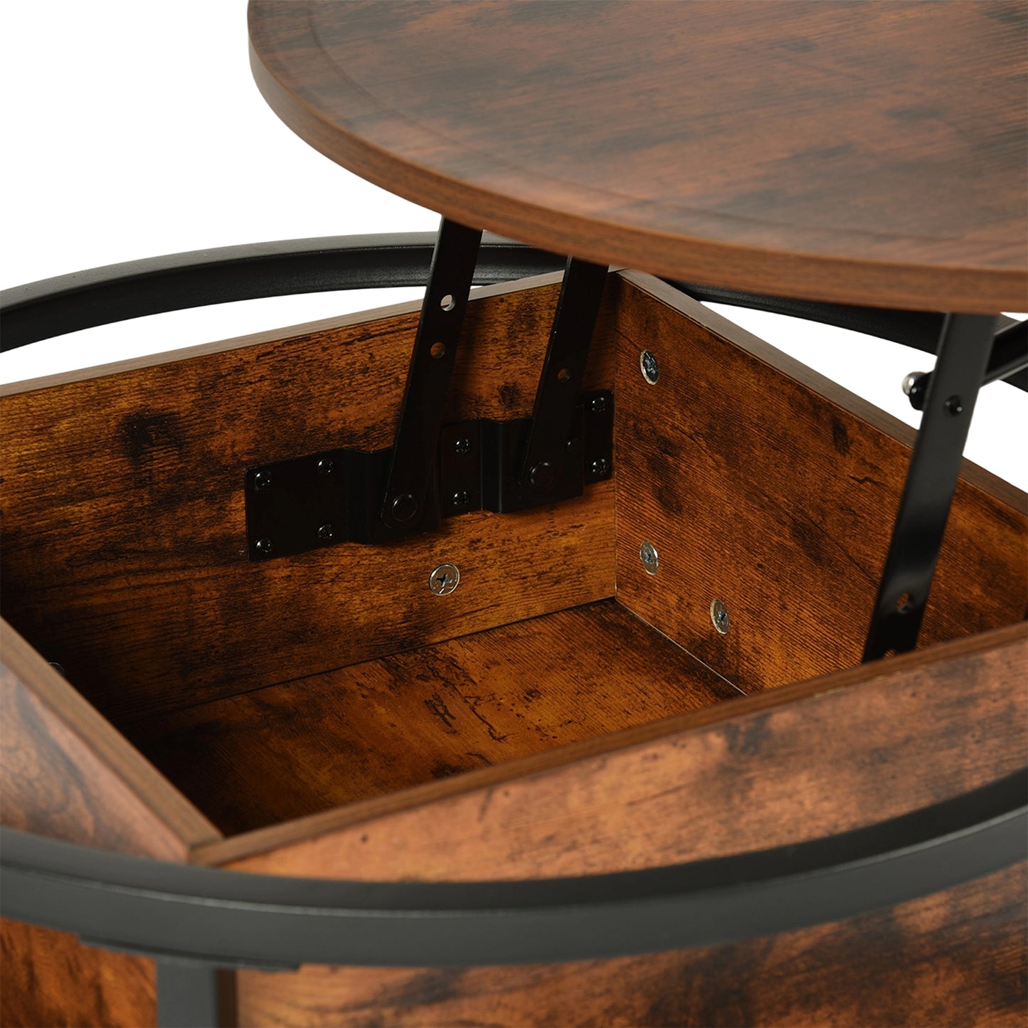 Runde Lift-Top Couchtisch mit verstecktem Stauraum - ROSS