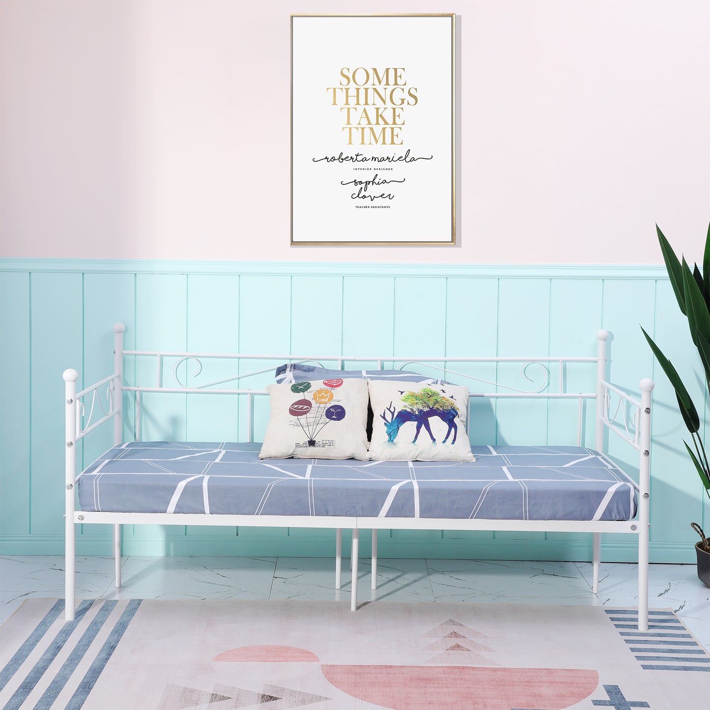 SOROSIS Metallsofa Einzelbett 95 * 196 cm - Schwarz/Weiß