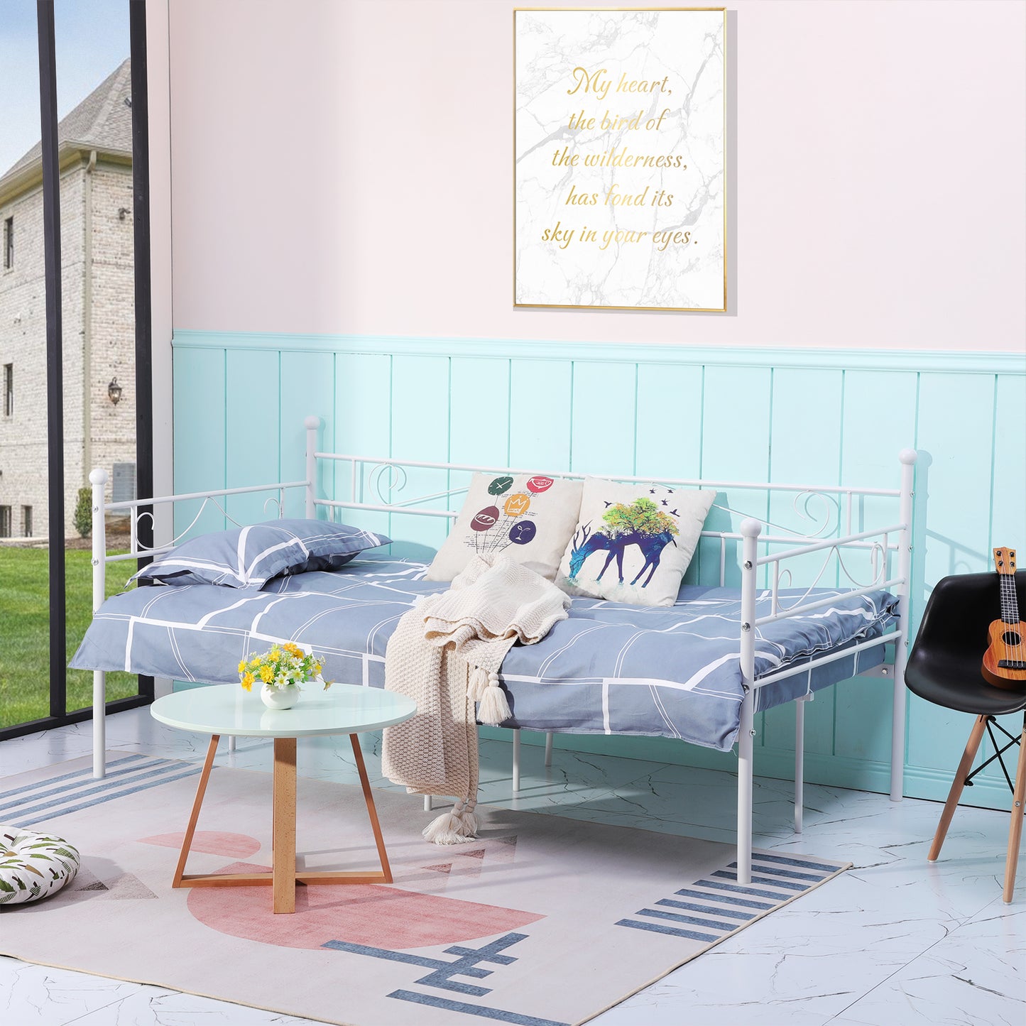 SOROSIS Metallsofa Einzelbett 95 * 196 cm - Schwarz/Weiß
