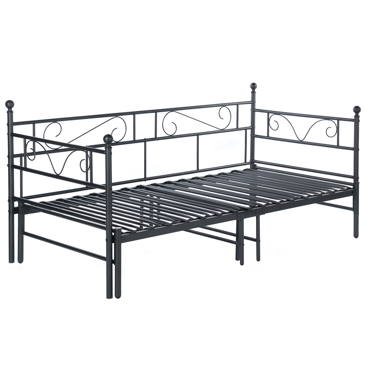 HALES Schlafsofa + Einzelbett aus Metall für Erwachsene oder Kinder – Schwarz/Weiß