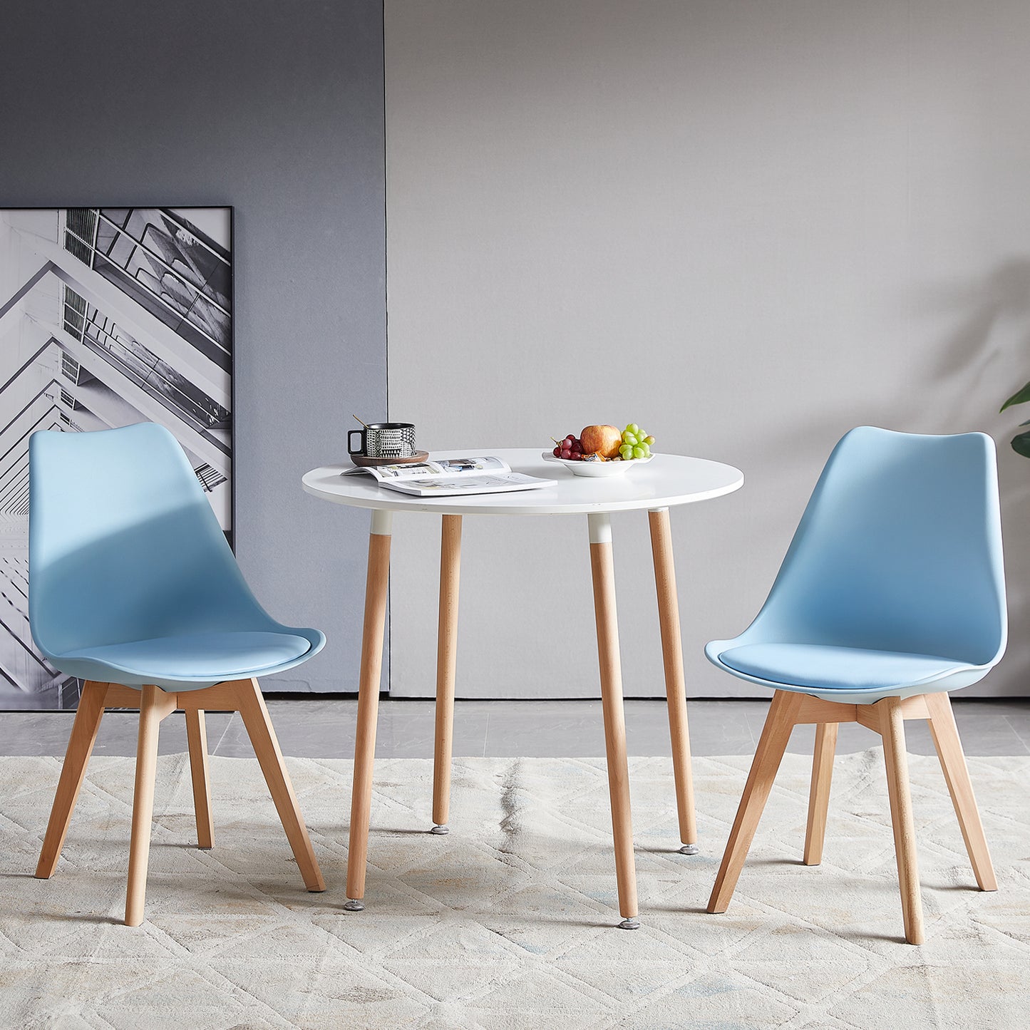 TULIP gepolsterter Esszimmerstuhl – Serie Blau, 2er-/4er-Set