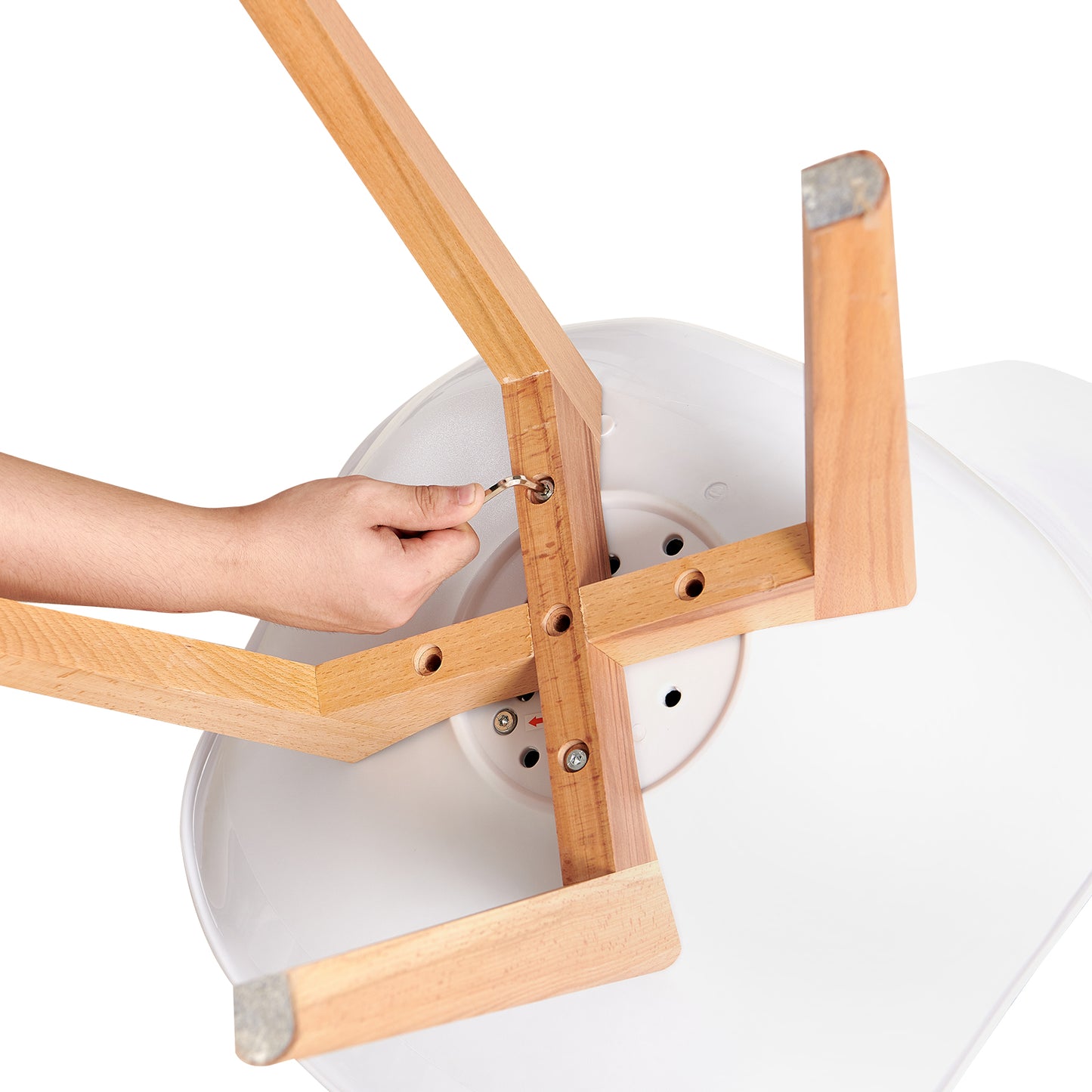 Neu Esszimmerstuhl 4er Set mit Buchenholzbeinen PET-Material-Weiß-TULIP