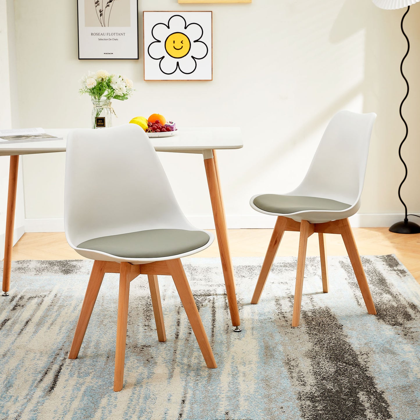 TULIP PP Esszimmerstuhl, gepolsterter Stuhl mit Buchenbeinen, Küchenstuhl aus Holz – Braun/Rosa/Grün/Hellblau/Rot
