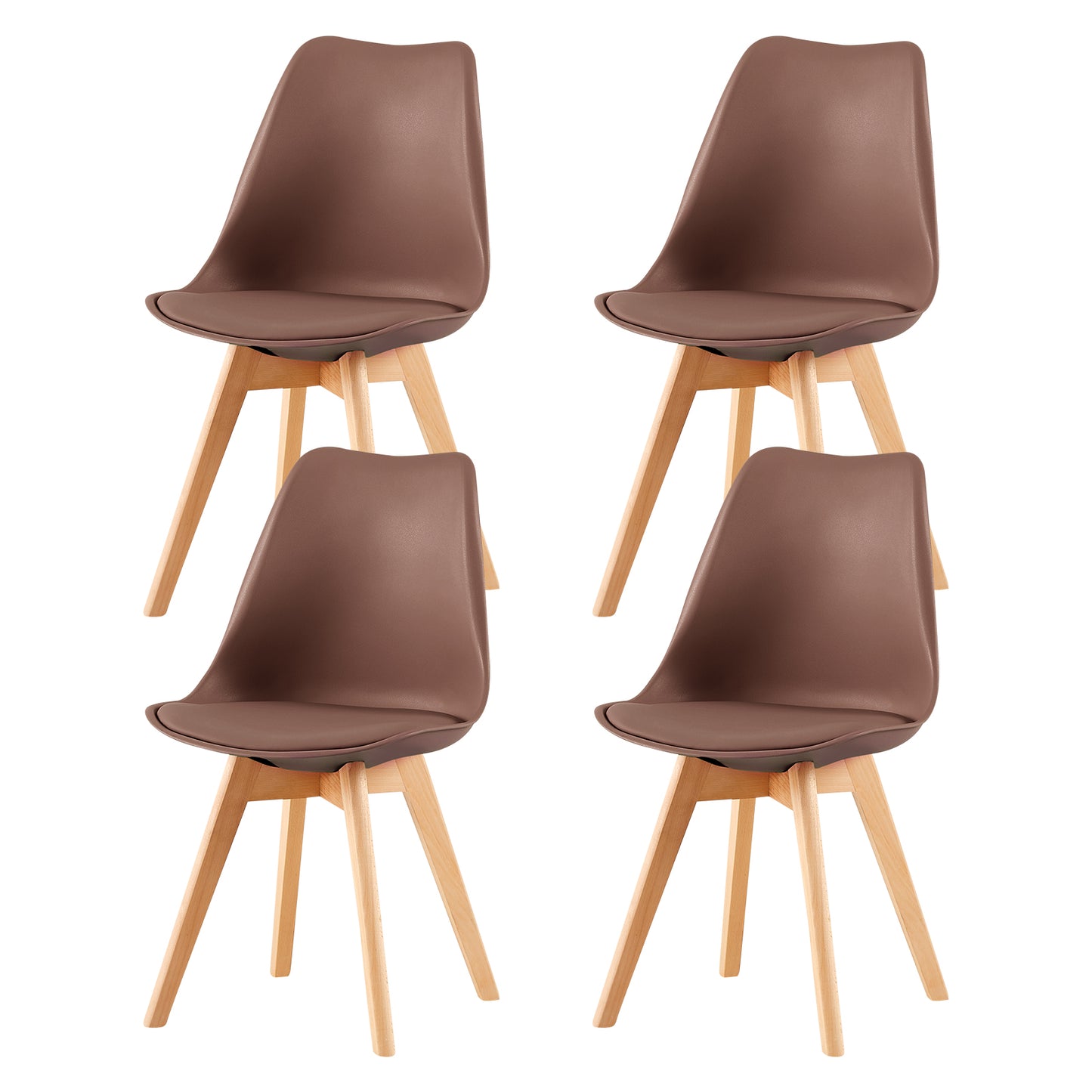 TULIP Stuhl für Waschtisch, Gepolstert (2/4er-Set) – Schokolade