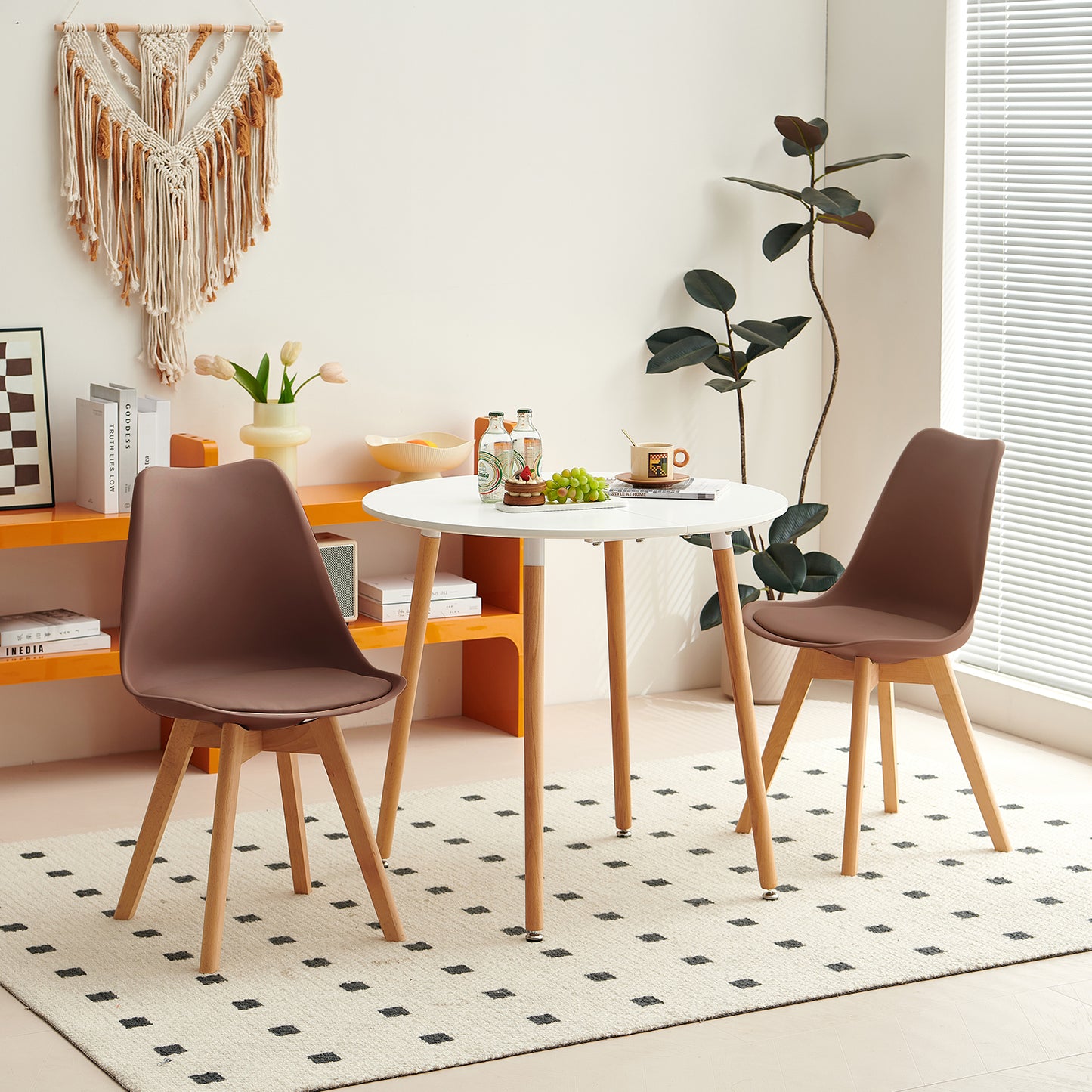 TULIP Stuhl für Waschtisch, Gepolstert (2/4er-Set) – Schokolade