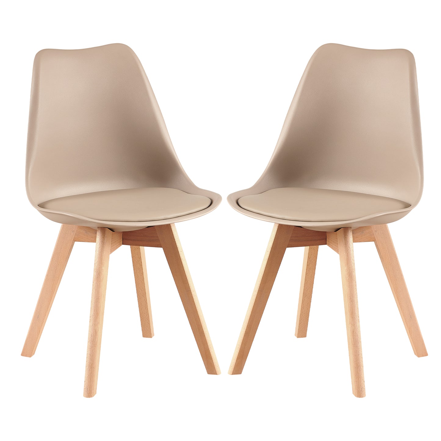 Esszimmerstühle mit Buchenbeinen 2er/4er-Set - Helles Khaki - TULIP