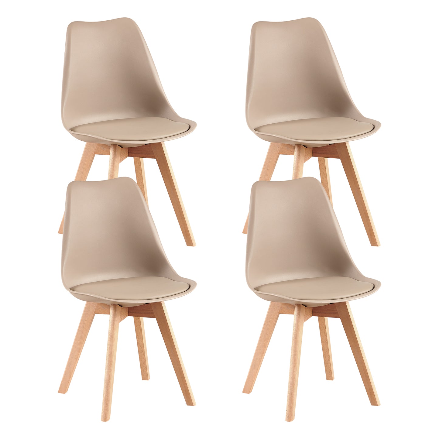 Esszimmerstühle mit Buchenbeinen 2er/4er-Set - Helles Khaki - TULIP