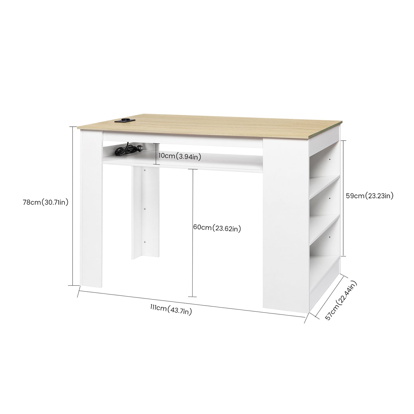 TURLEY Moderner Bartisch Schreibtisch mit Fächern - Schwarz/Weiß