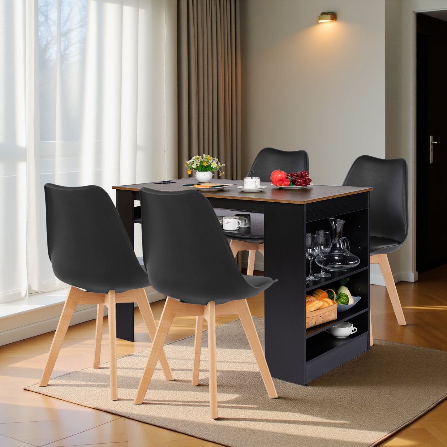 TURLEY Moderner Bartisch Schreibtisch mit Fächern - Schwarz/Weiß