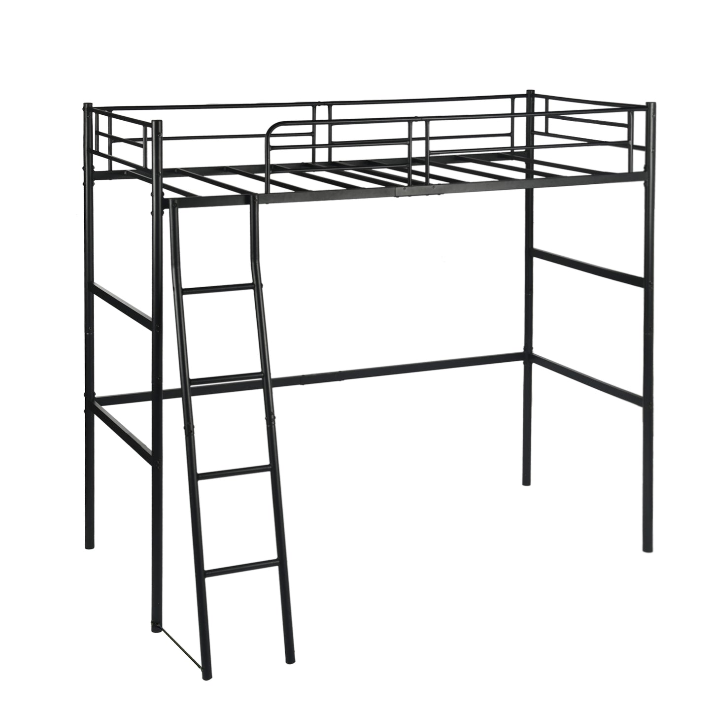 Loft Metallbettgestell mit Integrierter Leiter Schwarz - WALDO