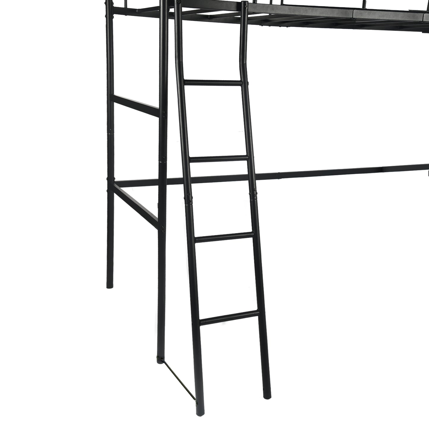 Loft Metallbettgestell mit Integrierter Leiter Schwarz - WALDO