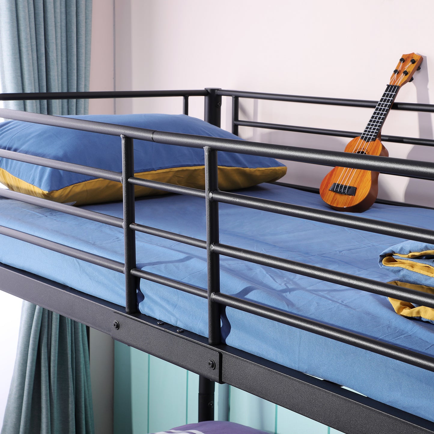 EGGREE BUNK Metall-Etagenbett - Schwarz - 200x140/90cm Kinderbett Stockbett Hochbett Metall Bettgestell