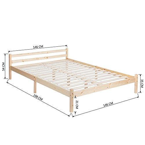 BIGLIA Einzel-/Doppelbett aus Holz 96 * 198 cm/146 * 198 cm - Holzfarbe