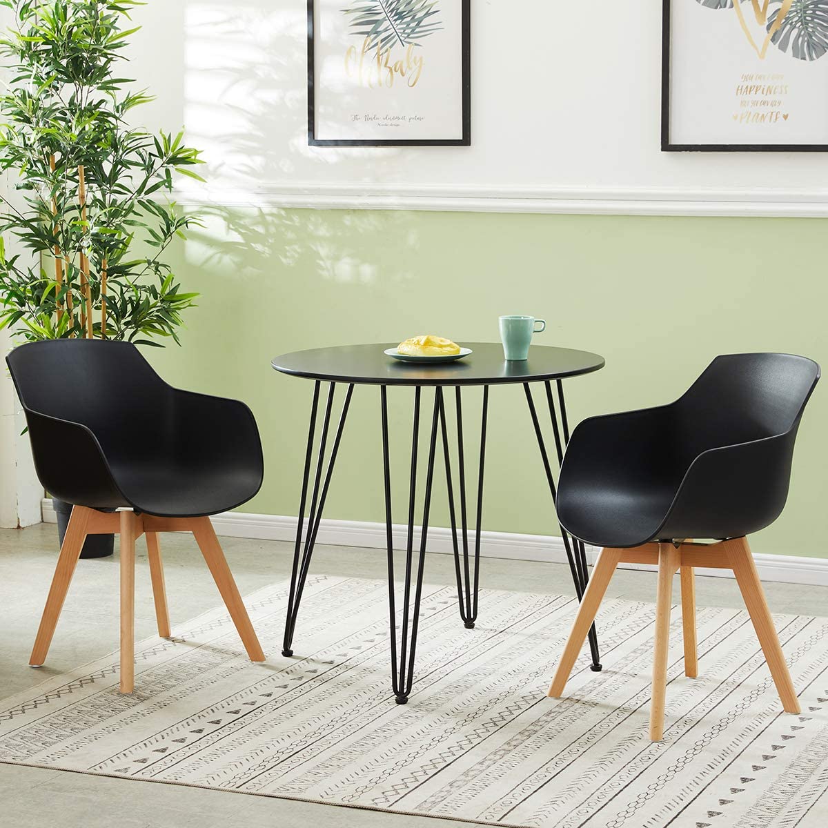 CLOVER PP Esszimmerst¨¹hle mit Eiche Bein - Schwarz/Wei?/Grau