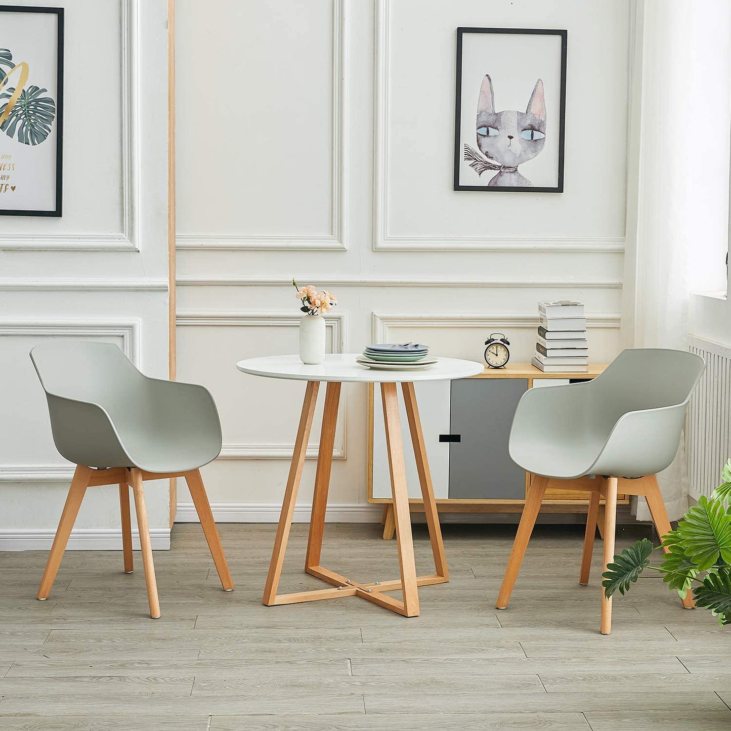 CLOVER PP Esszimmerst¨¹hle mit Eiche Bein - Schwarz/Wei?/Grau