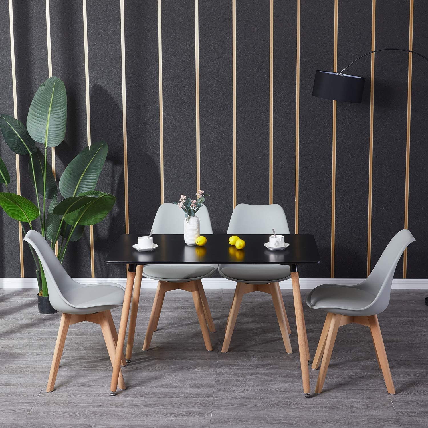 SAGE Rechteckiger Esstische aus MDF mit Buchenbeinen 110 * 70 * 72 cm - Schwarz/Wei?