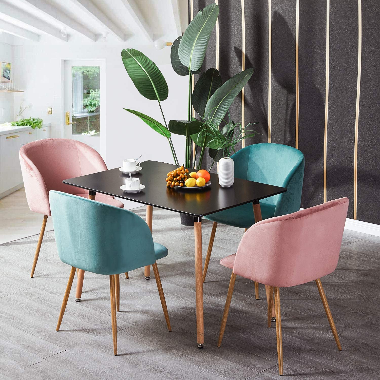 SAGE Rechteckiger Esstische aus MDF mit Buchenbeinen 110 * 70 * 72 cm - Schwarz/Wei?