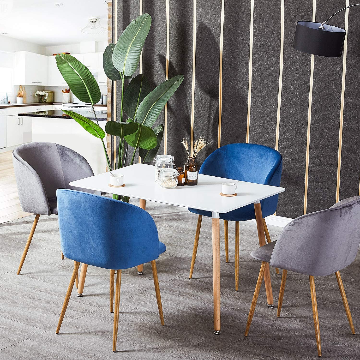SAGE Rechteckiger Esstische aus MDF mit Buchenbeinen 110 * 70 * 72 cm - Schwarz/Wei?