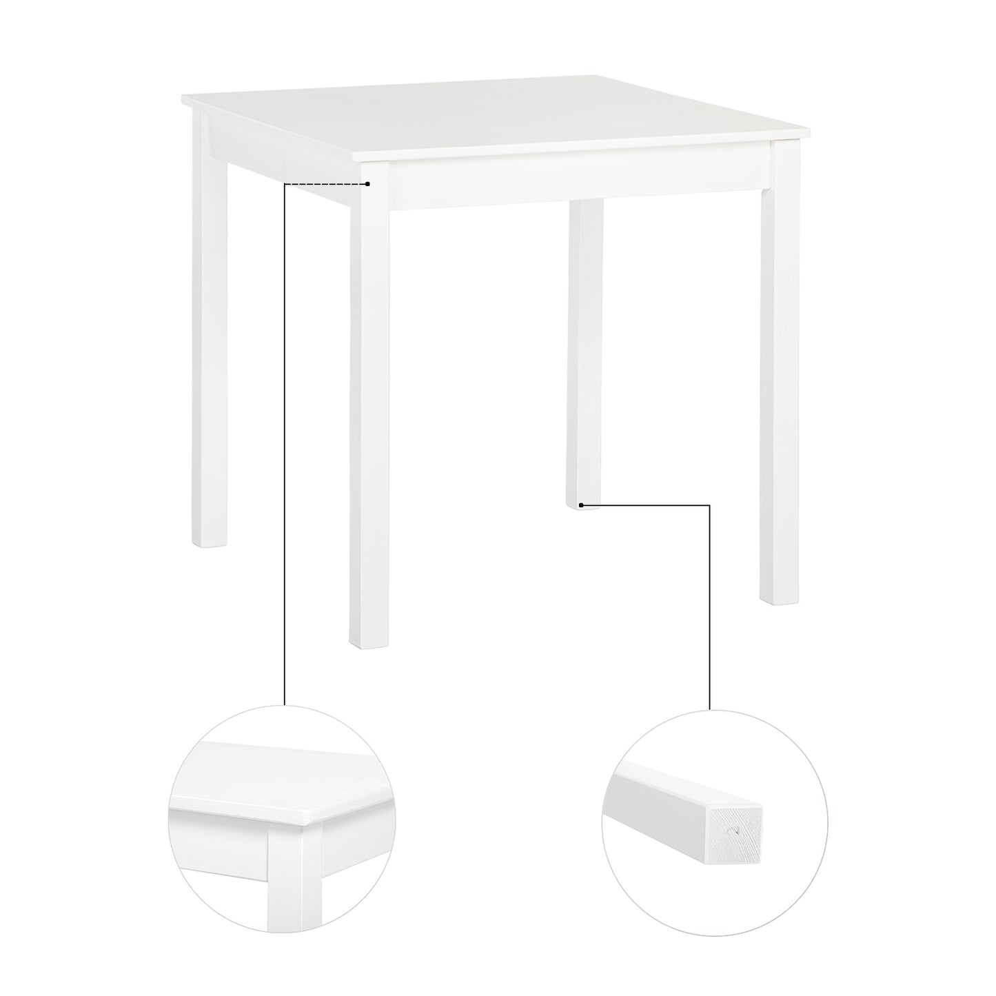 LILAC Esstisch mit 2 St¨¹hlen Set 74 * 74 * 73cm - Wei?/Grau/Braun