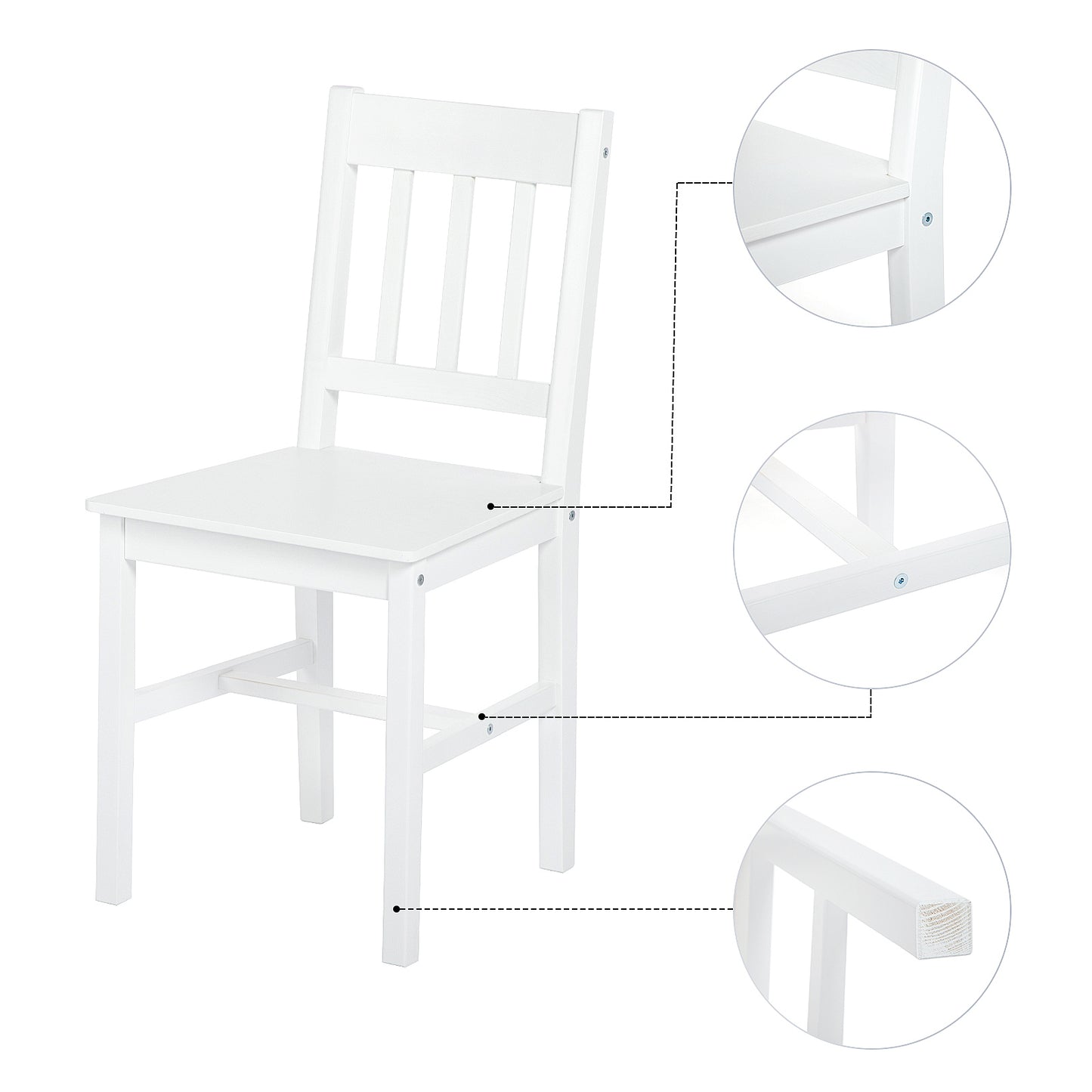 LILAC Esstisch mit 2 St¨¹hlen Set 74 * 74 * 73cm - Wei?/Grau/Braun