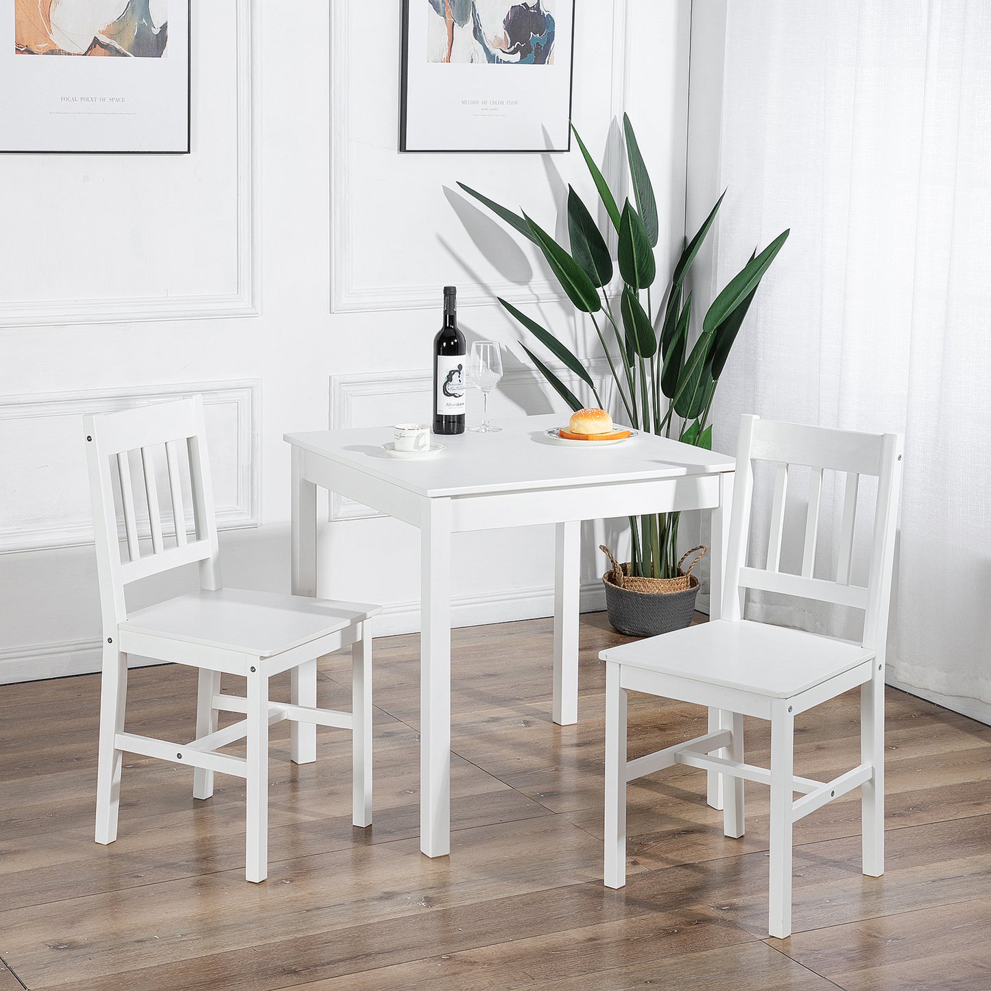 LILAC Esstisch mit 2 St¨¹hlen Set 74 * 74 * 73cm - Wei?/Grau/Braun