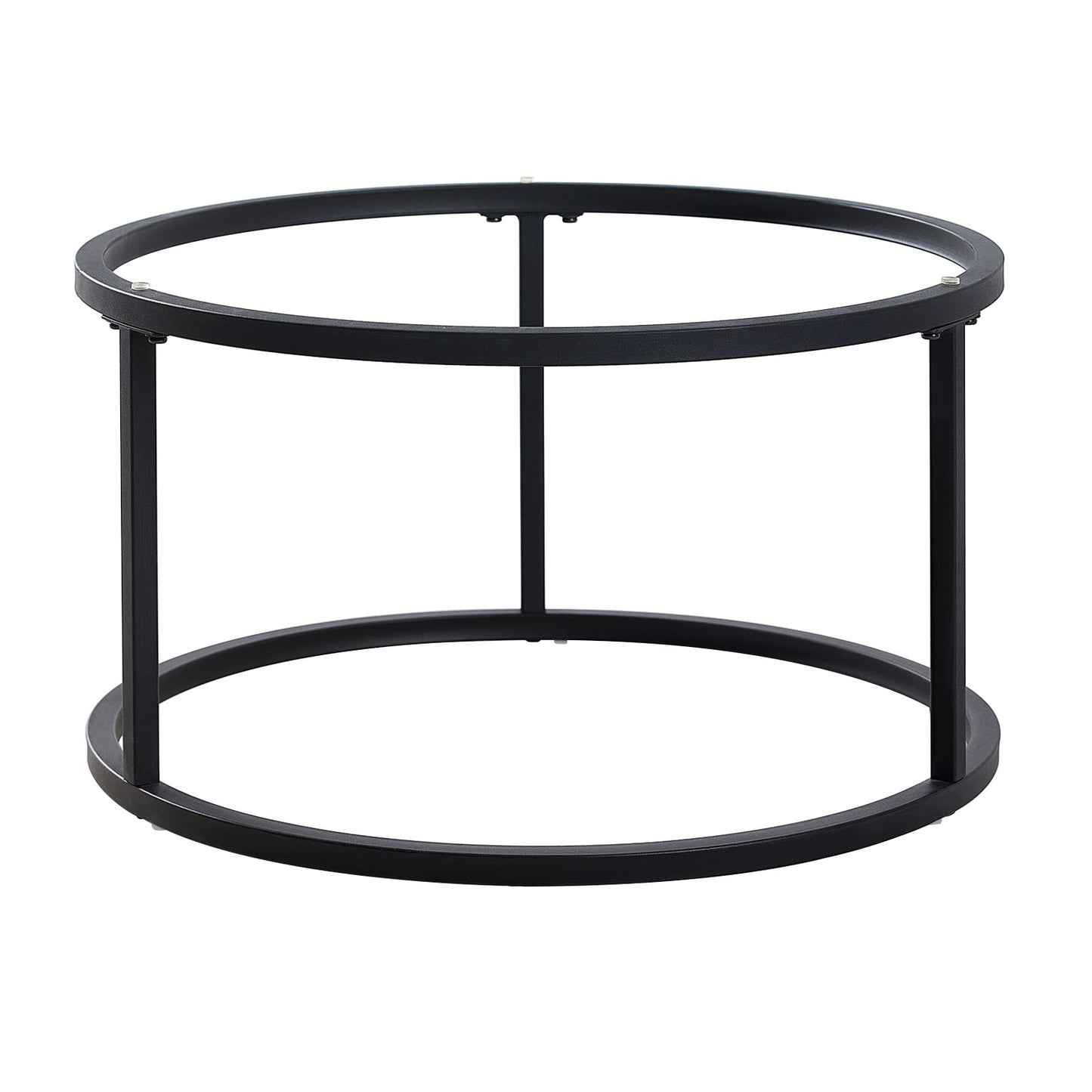 Rundes Couchtisch-Set, 2er-Set, solides Metallgestell und gehärtetes Glas (Gold und Schwarz)