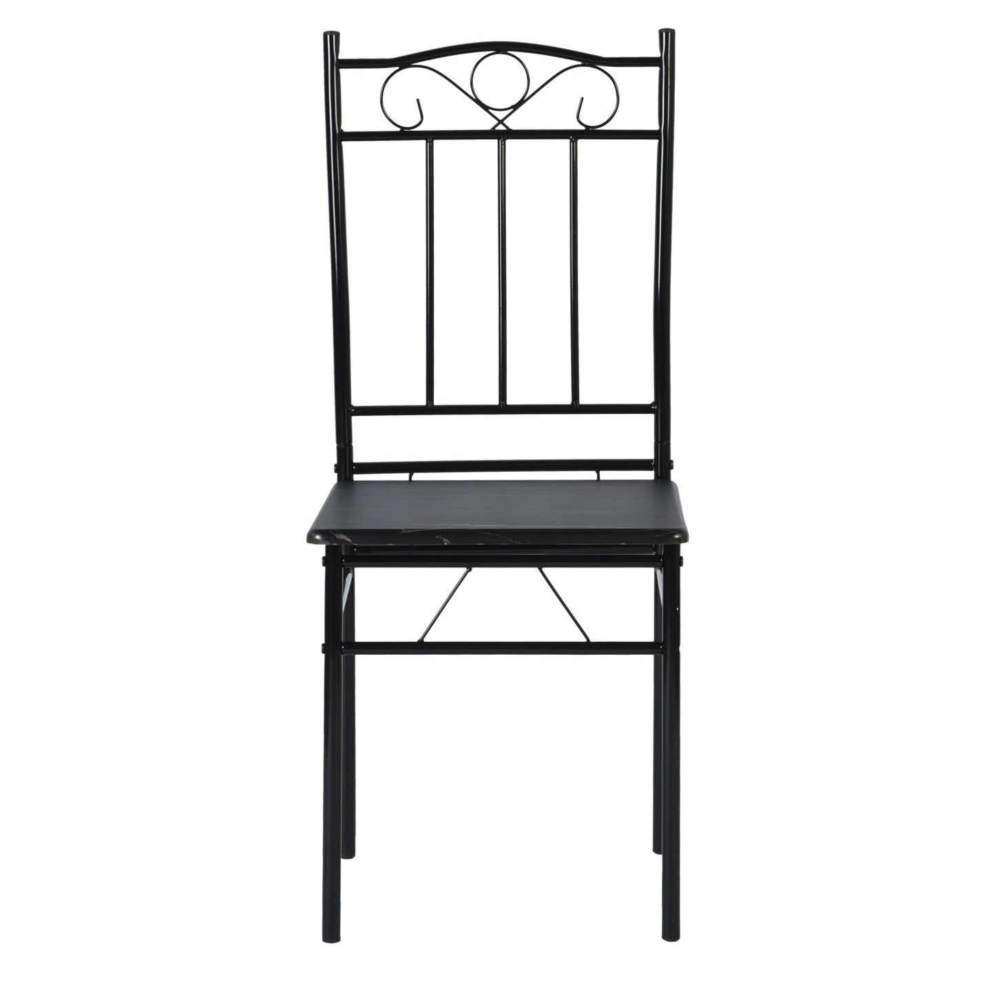 NORSEMAN Marmorierung 5 TLG Sitzgruppe Esstisch mit 4 St¨¹hlen - 109 * 69 * 75cm - Wei?/Schwarz/Hellbraun