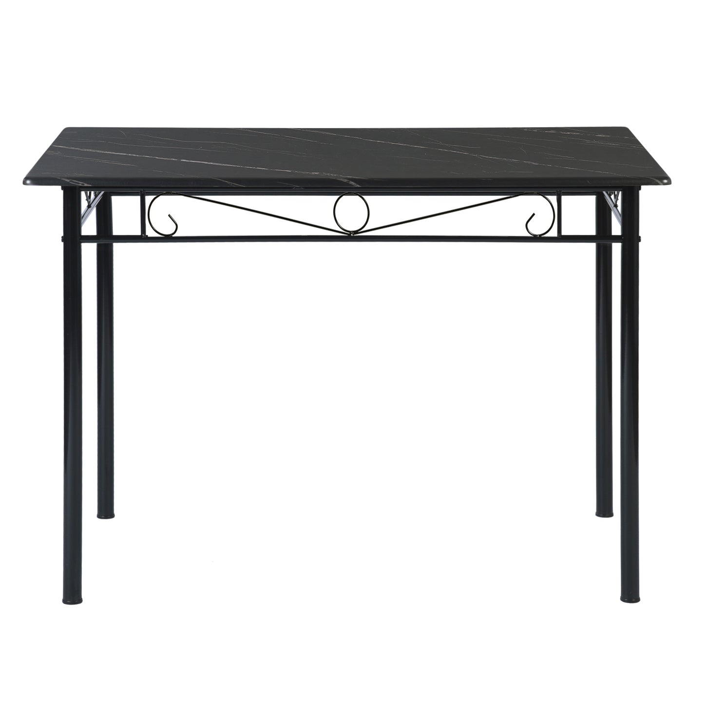 NORSEMAN Marmorierung 5 TLG Sitzgruppe Esstisch mit 4 St¨¹hlen - 109 * 69 * 75cm - Wei?/Schwarz/Hellbraun