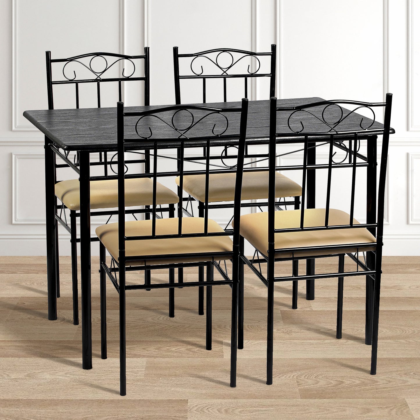 NORSEMAN 5-teilige Essgruppe, Rechteckiger Esstisch mit 4 St¨¹hlen 109*69*75cm - Farben erh?ltlich